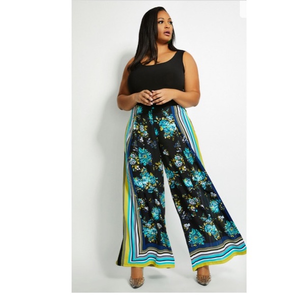 NWT Ashley Stewart Floral High Waist Palazzo Pants - Picture 4 of 7